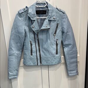 Women's Sky Blue vegan Leather Jacket